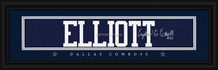 Dallas Cowboys Ezekiel Elliott Print - Signature 8 inch x 24 inch