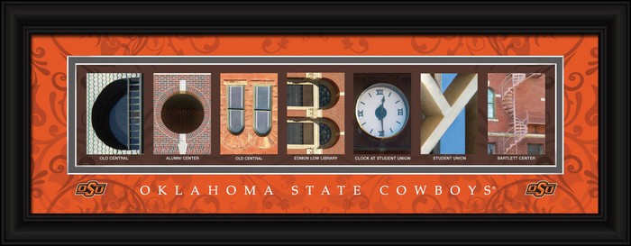 Oklahoma State Cowboys Letter Art Print - Cowboys