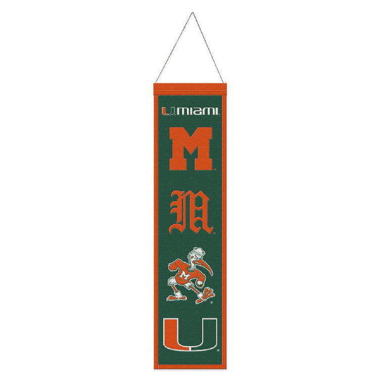 Miami Hurricanes Banner Wool 8x32 Heritage Evolution Design