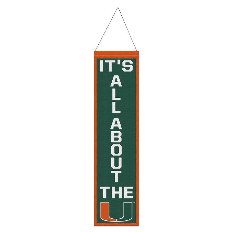 Miami Hurricanes Banner Wool 8x32 Heritage Slogan Design