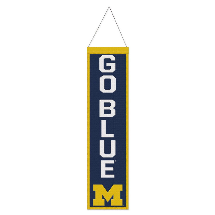 Michigan Wolverines Banner Wool 8x32 Heritage Slogan Design