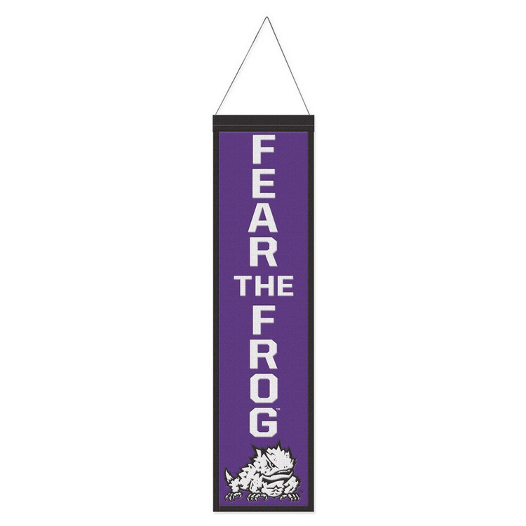 TCU Horned Frogs Banner Wool 8x32 Heritage Slogan Design