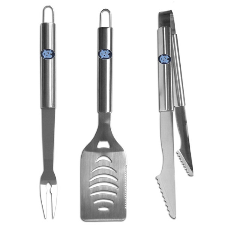 North Carolina Tar Heels Utensil Set Grilling BBQ Stainless Steel 3 Piece