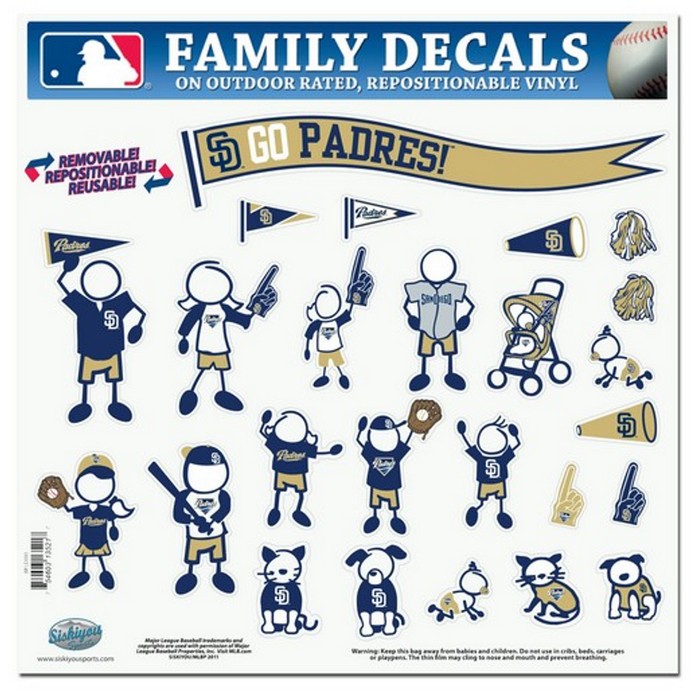 San Diego Padres Decal 11x11 Family Sheet