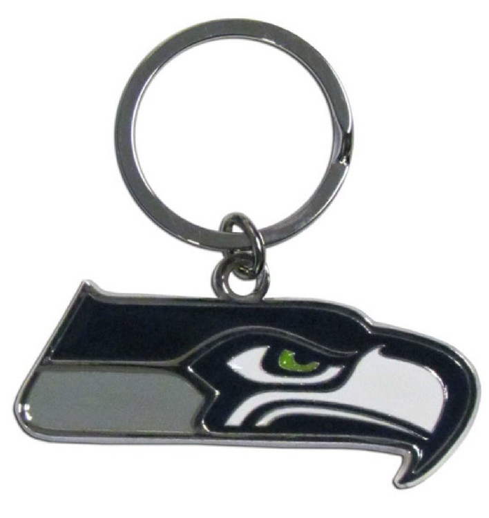 Seattle Seahawks Chrome Logo Cut Keychain