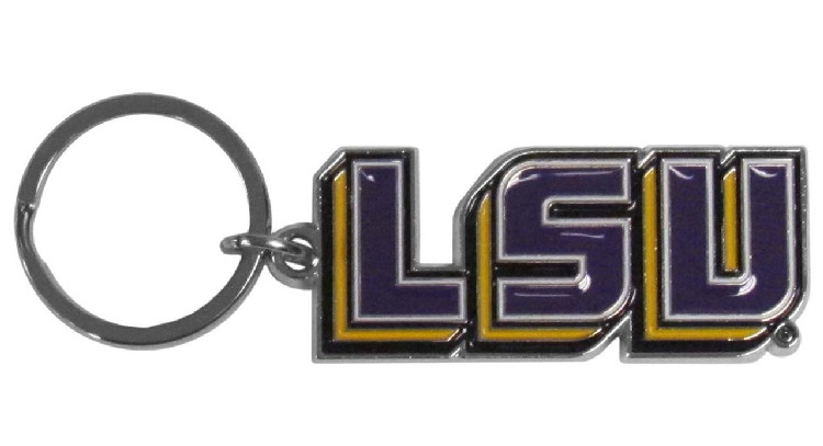 LSU Tigers Chrome Logo Cut Keychain