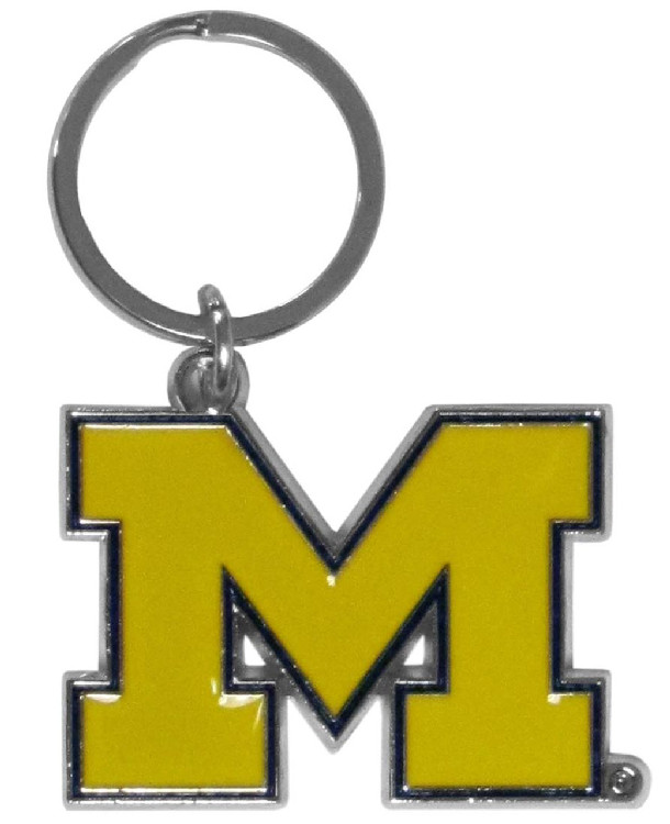 Michigan Wolverines Chrome Logo Cut Keychain