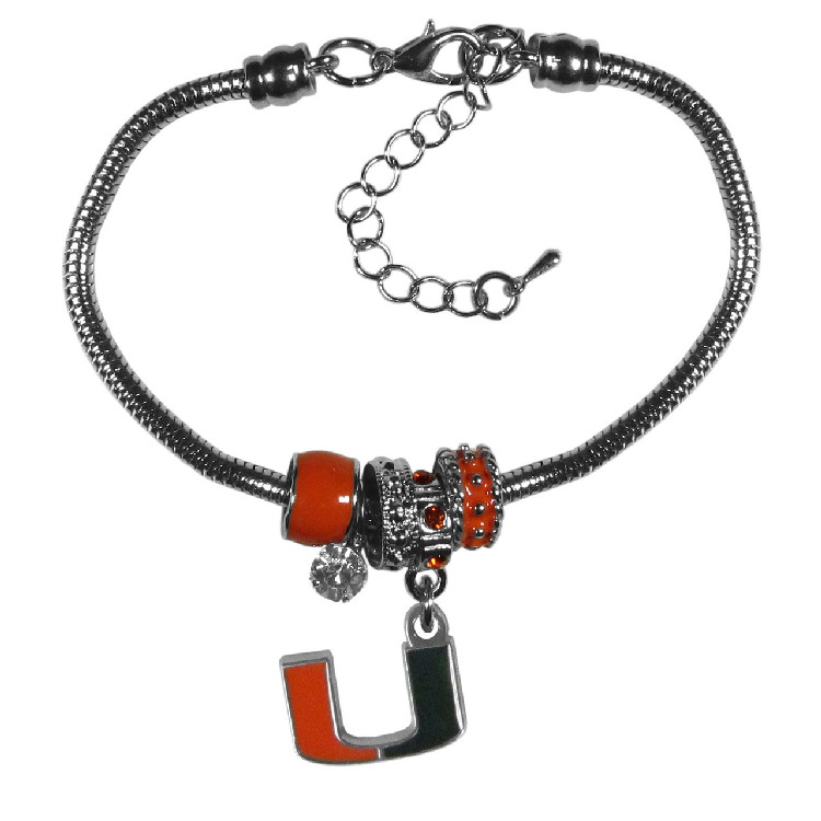 Miami Hurricanes Bracelet Euro Bead Style