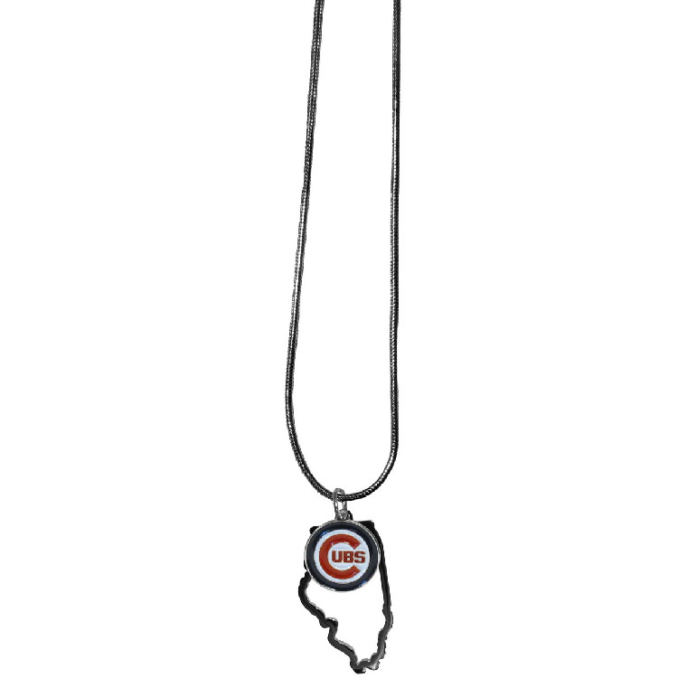 Chicago Cubs Necklace Chain with State Shape Charm CO