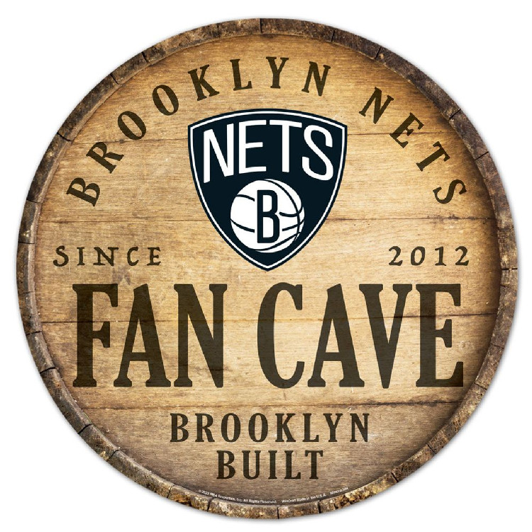 Brooklyn Nets Sign Wood 14 Inch Round Barrel Top Design