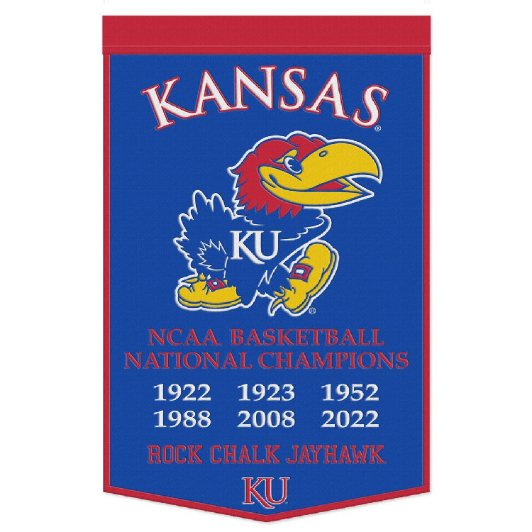 Kansas Jayhawks Banner Wool 24x38 Dynasty Champ Design Basketball