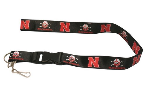 Pro Specialties Group Nebraska Cornhuskers Lanyard - Breakaway with Key Ring - Blackshirts -