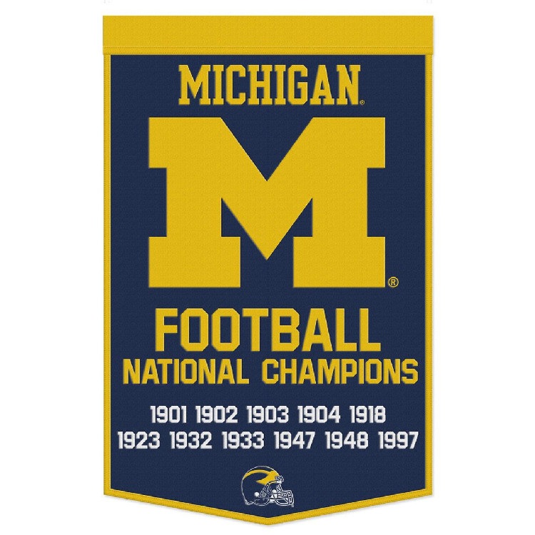 Michigan Wolverines Banner Wool 24x38 Dynasty Champ Design Football