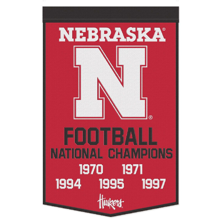 Nebraska Cornhuskers Banner Wool 24x38 Dynasty Champ Design Football