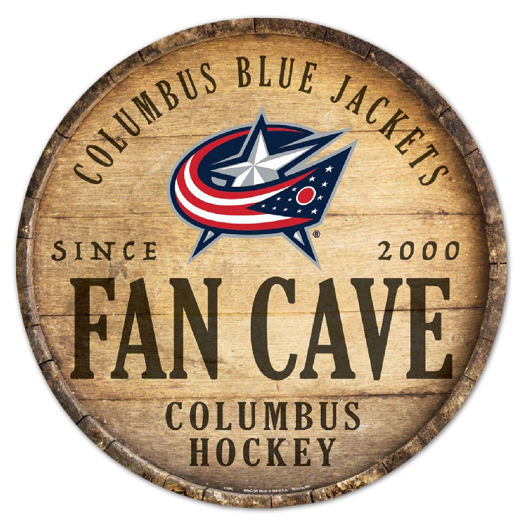 Columbus Blue Jackets Sign Wood 14 Inch Round Barrel Top Design