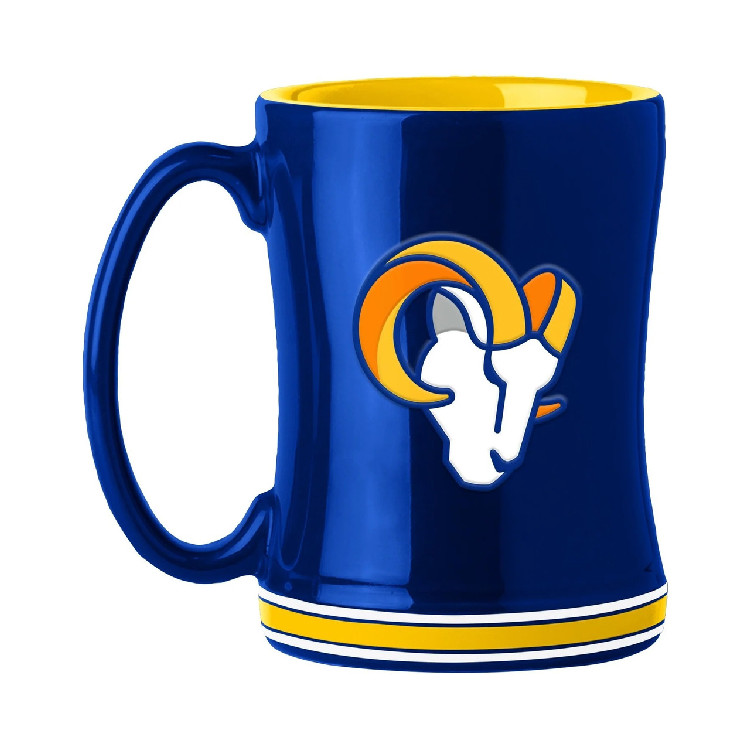 Los Angeles Rams Coffee Mug 14oz Sculpted Relief Team Color