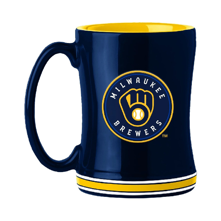 Milwaukee Brewers Coffee Mug 14oz Sculpted Relief Team Color