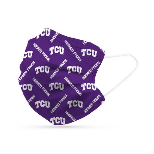 Logo Brands TCU Horned Frogs Face Mask Disposable 6 Pack