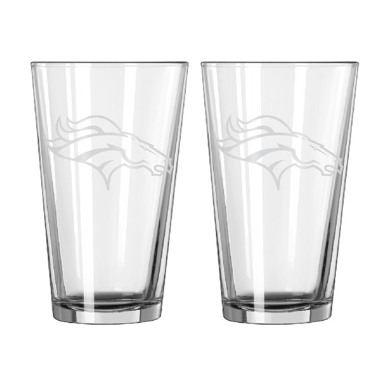 Denver Broncos Glass Pint Frost Design 2 Piece Set