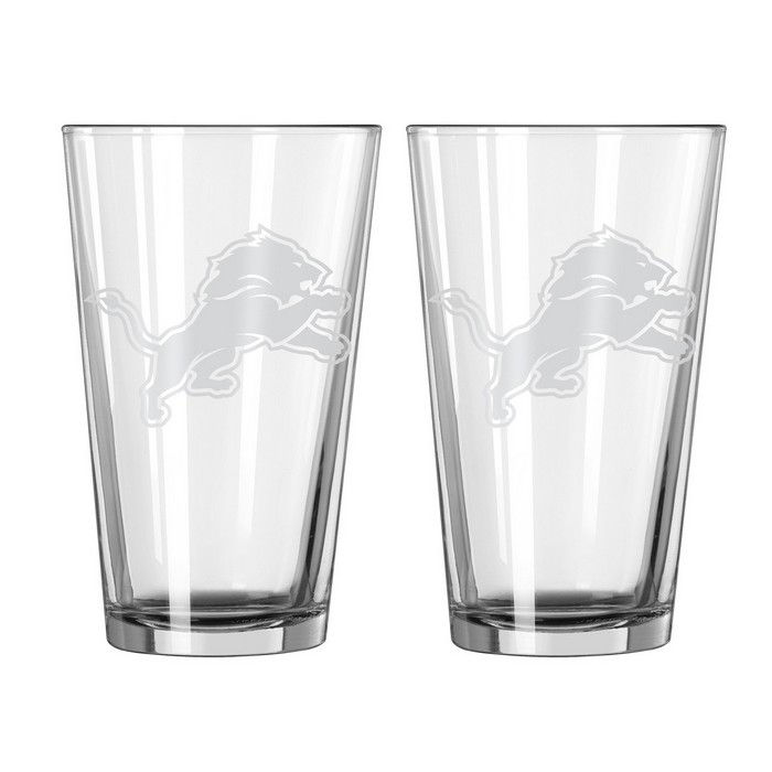 Detroit Lions Glass Pint Frost Design 2 Piece Set