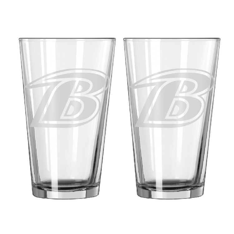 Baltimore Ravens Glass Pint Frost Design 2 Piece Set