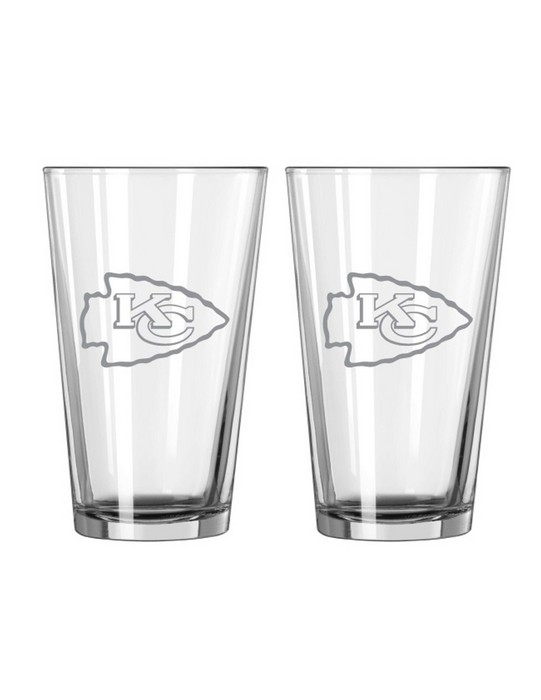 Kansas City Chiefs Glass Pint Frost Design 2 Piece Set