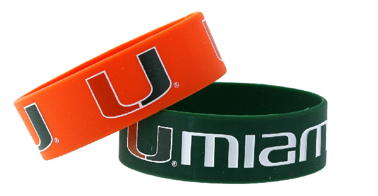 Miami Hurricanes Bracelets 2 Pack Wide