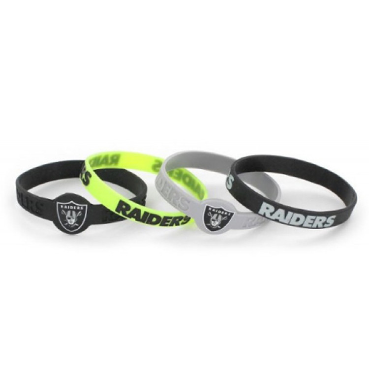 Las Vegas Raiders Bracelets 4 Pack Silicone