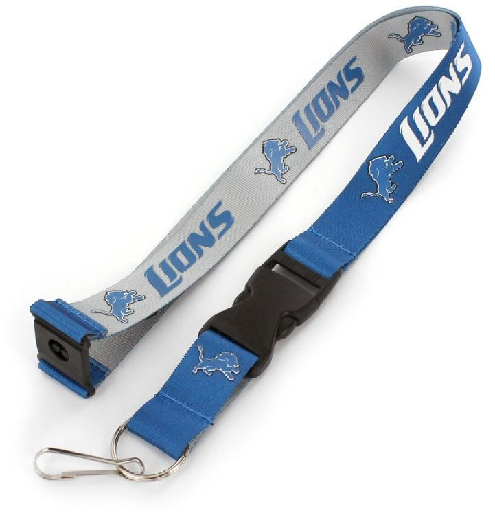 Detroit Lions Lanyard Reversible Silver Blue