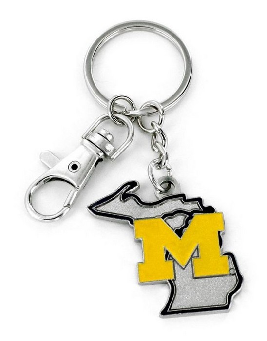 Michigan Wolverines Keychain State Design -