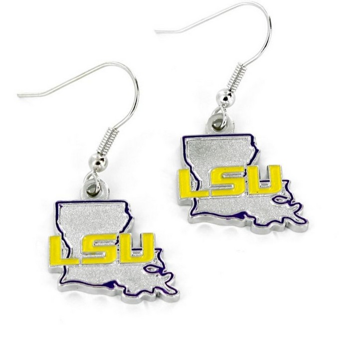 Aminco LSU Tigers Earrings State Design -