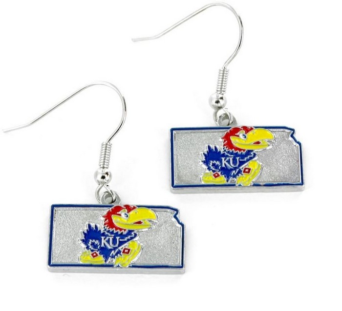 Aminco Kansas Jayhawks Earrings State Design -