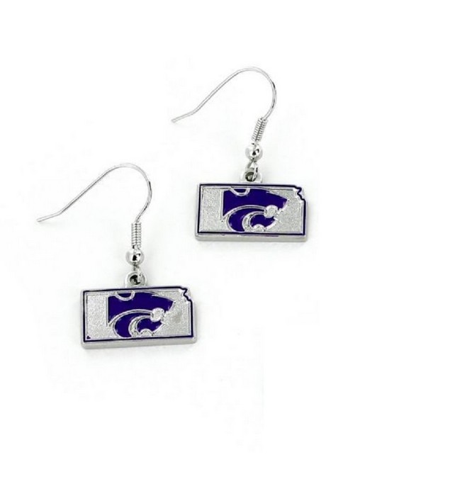 Aminco Kansas State Wildcats Earrings State Design -