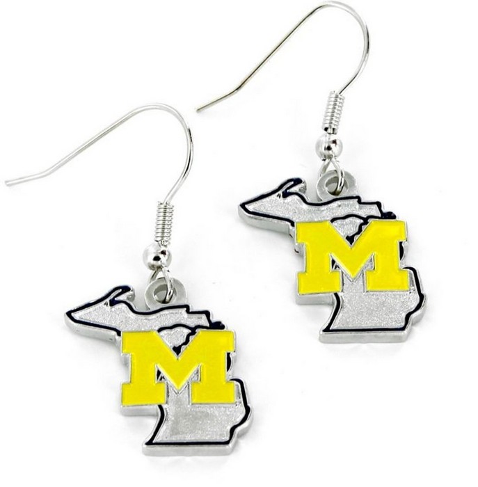 Aminco Michigan Wolverines Earrings State Design