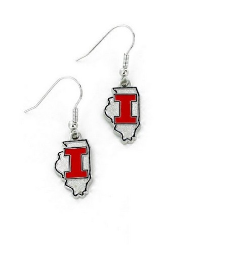 Aminco Illinois Fighting Illini Earrings State Design -