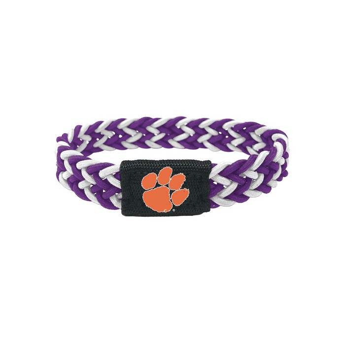 Clemson Tigers Bracelet Braided Purple and White