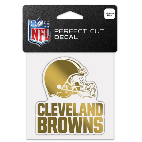 Wincraft Cleveland Browns Decal 4x4 Perfect Cut Metallic Gold -