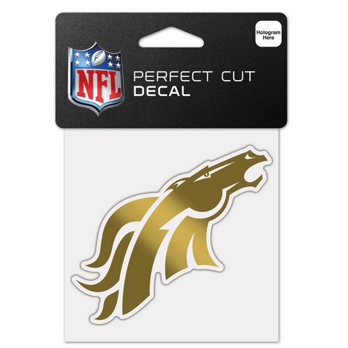 Denver Broncos Decal 4x4 Perfect Cut Metallic Gold -