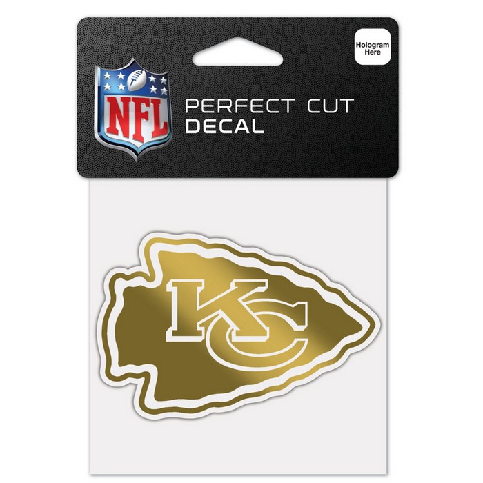 Wincraft Kansas City Chiefs Decal 4x4 Perfect Cut Metallic Gold -