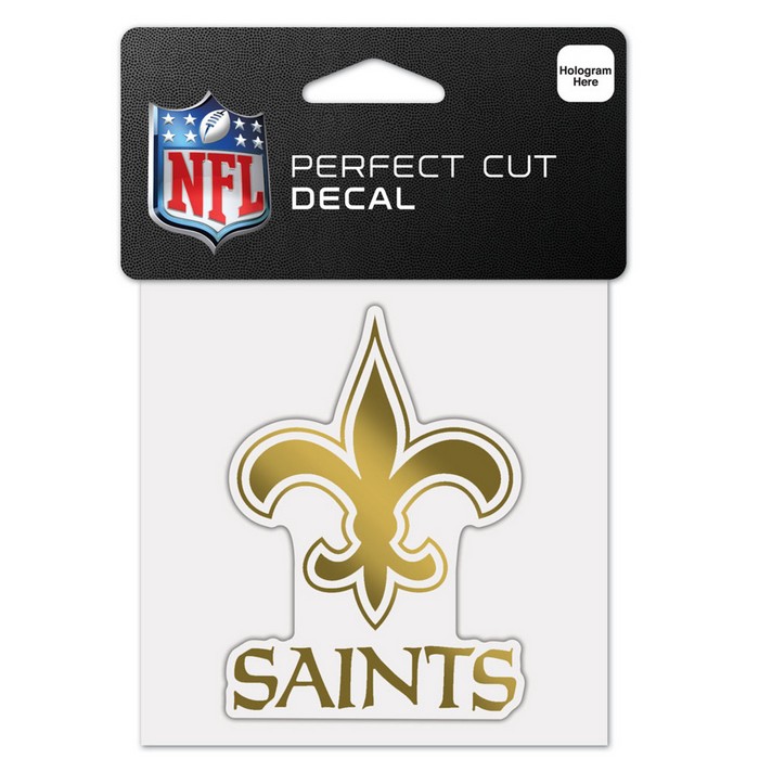 Wincraft New Orleans Saints Decal 4x4 Perfect Cut Metallic Gold -