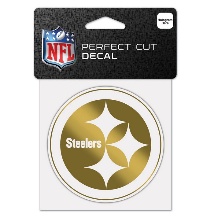 Pittsburgh Steelers Decal 4x4 Perfect Cut Metallic Gold -