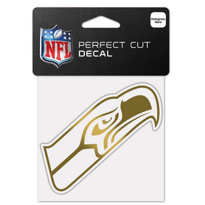 Seattle Seahawks Decal 4x4 Perfect Cut Metallic Gold -