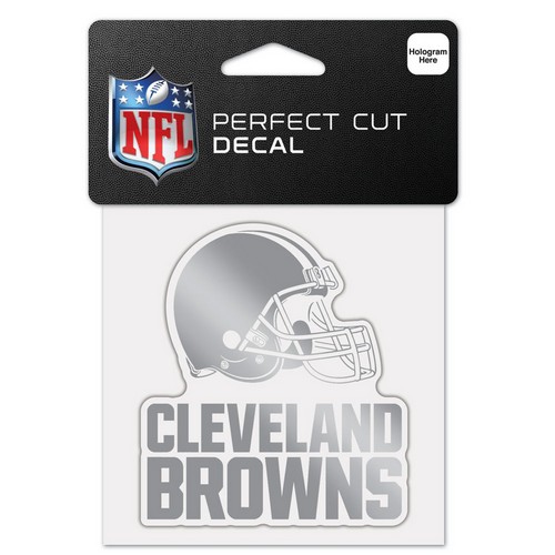 Cleveland Browns Decal 4x4 Perfect Cut Metallic Silver -