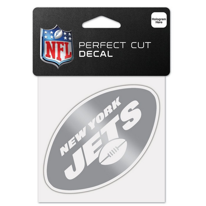 New York Jets Decal 4x4 Perfect Cut Metallic Silver -