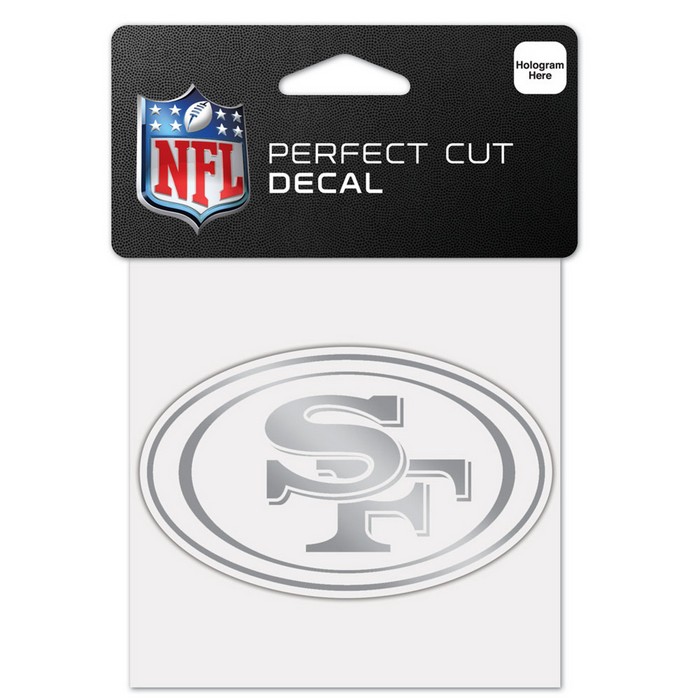 San Francisco 49ers Decal 4x4 Perfect Cut Metallic Silver -