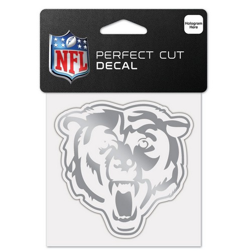 Wincraft Chicago Bears Decal 4x4 Perfect Cut Metallic Silver -