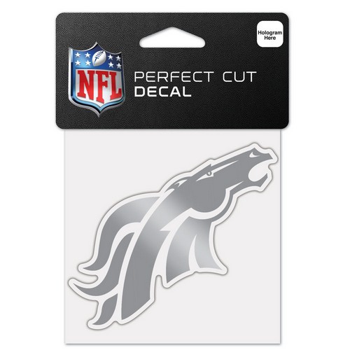 Wincraft Denver Broncos Decal 4x4 Perfect Cut Metallic Silver -