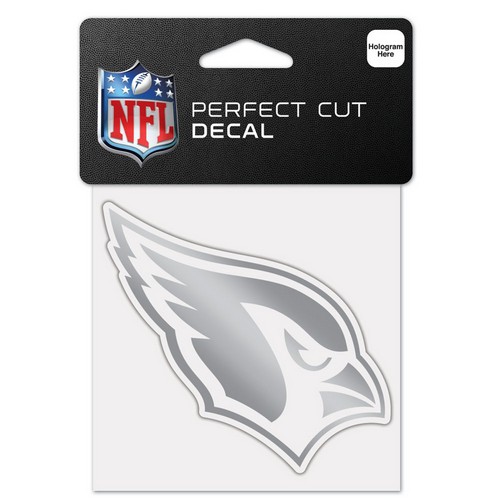 Wincraft Arizona Cardinals Decal 4x4 Perfect Cut Metallic Silver -