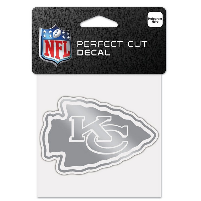 Wincraft Kansas City Chiefs Decal 4x4 Perfect Cut Metallic Silver -