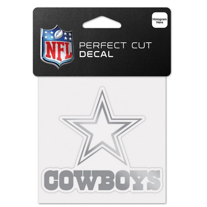 Dallas Cowboys Decal 4x4 Perfect Cut Metallic Silver -